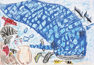 第14回きりしま美術大賞展ジュニア部門小学校低学年の部鹿児島県美術協会賞「お魚がたくさんいるよ」