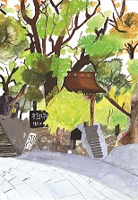 第13回ジュニア部門（中学生）霧島美術協会賞「木々に囲まれた神社」