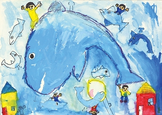第14回きりしま美術大賞展ジュニア部門小学校低学年の部南日本ガス株式会社賞「イルカの大ジャンプ」