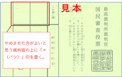 最高裁判所裁判官国民審査の投票用紙の見本
